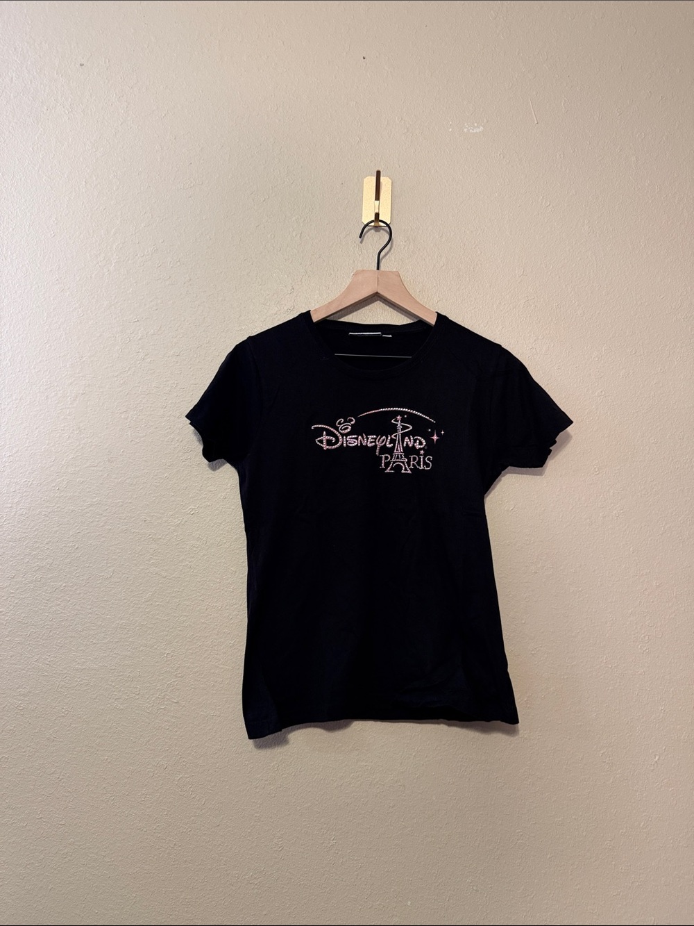 Disneyland Paris Souvenir T-Shirt Black Studded Size Large